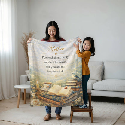 Mother Bookish Blanket, Mother's Day Mink Touch Fleece Blanket, Gift for Mom from Daughter or Son, Storybook Inspired Cozy Throw