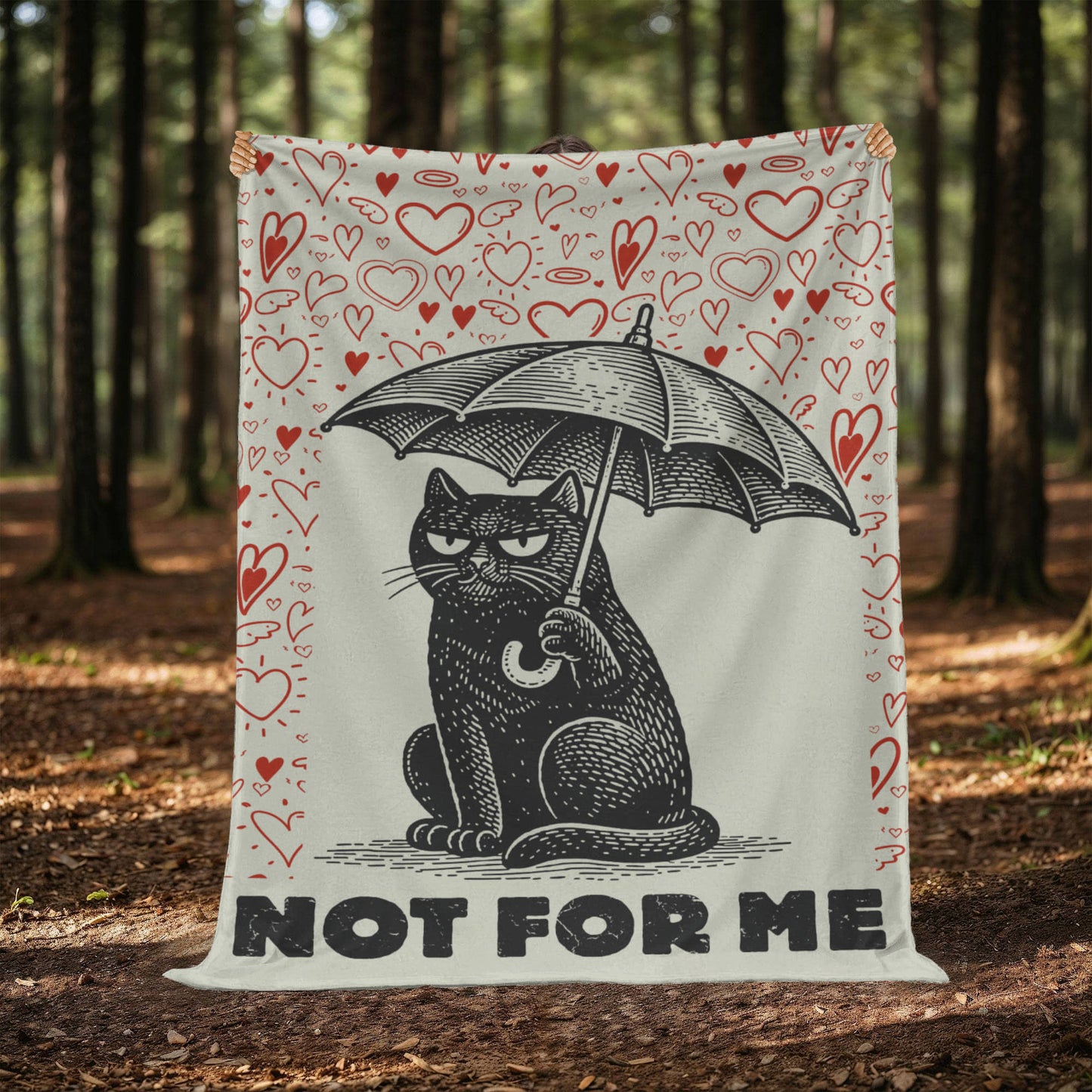 “Not For Me” Anti-Valentine Cat Mink Fleece Blanket