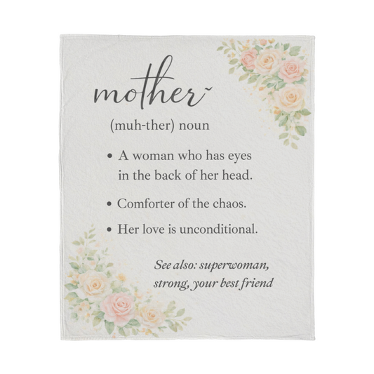 Mother Definition Blanket, Jersey Fleece Blanket for Mom, Gift for Mom from Daughter or Son, Mother's Day Throw Blanket