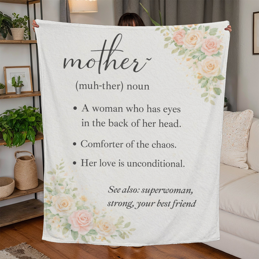 Mother Definition Blanket, Jersey Fleece Blanket for Mom, Gift for Mom from Daughter or Son, Mother's Day Throw Blanket