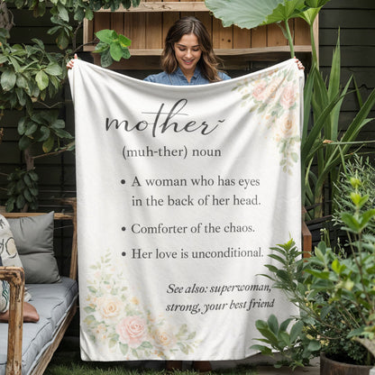 Mother Definition Blanket, Jersey Fleece Blanket for Mom, Gift for Mom from Daughter or Son, Mother's Day Throw Blanket