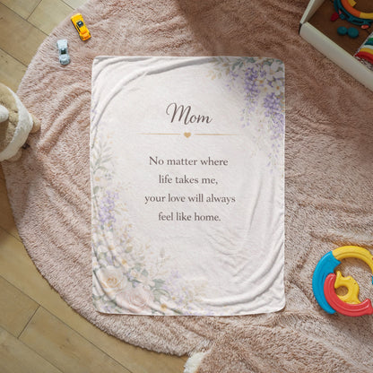 Mother Sherpa Blanket, Gift for Mom from Daughter or Son, Cozy Mother's Day Blanket, Floral Fleece Throw