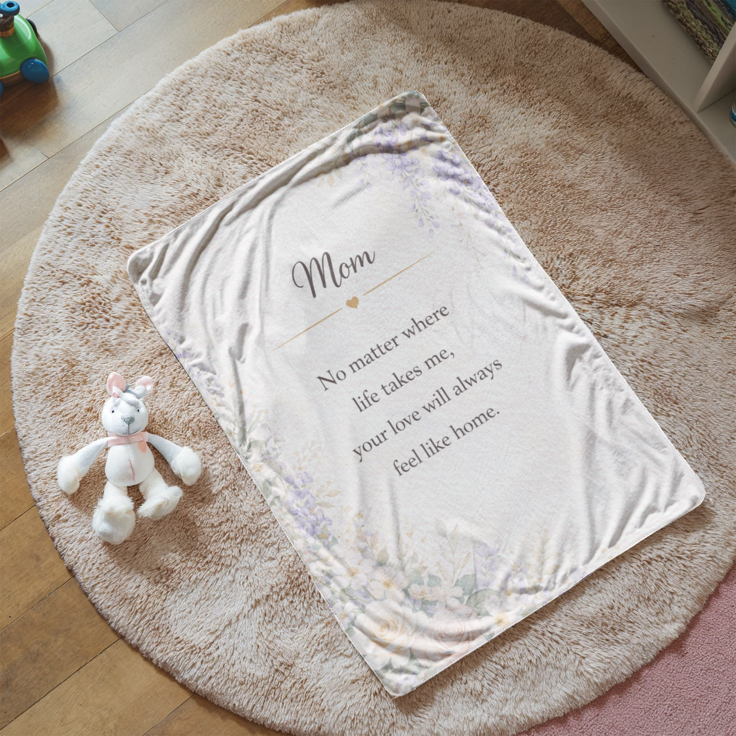 Mother Sherpa Blanket, Gift for Mom from Daughter or Son, Cozy Mother's Day Blanket, Floral Fleece Throw