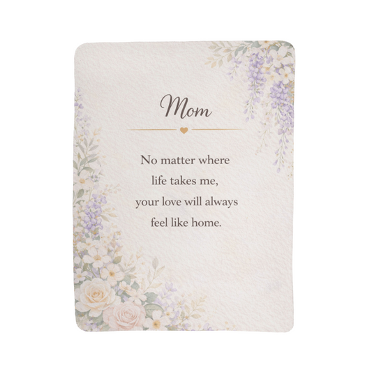 Mother Sherpa Blanket, Gift for Mom from Daughter or Son, Cozy Mother's Day Blanket, Floral Fleece Throw