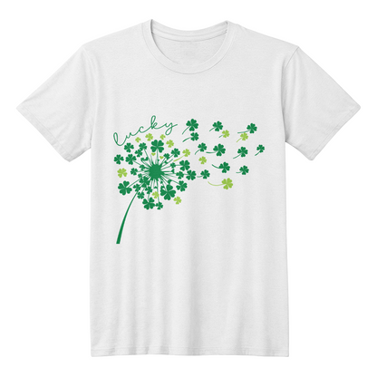 Lucky Shamrock T-Shirt St. Patrick's Day Unisex Tee Irish Dandelion Clover Print Bella+Canvas 3001 Gift