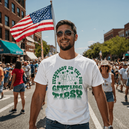 Everybody in the Pub Getting Tipsy T-Shirt Funny St. Patrick's Day Beer Tee Irish Drinking Party Shirt Unisex Bella+Canvas 3001