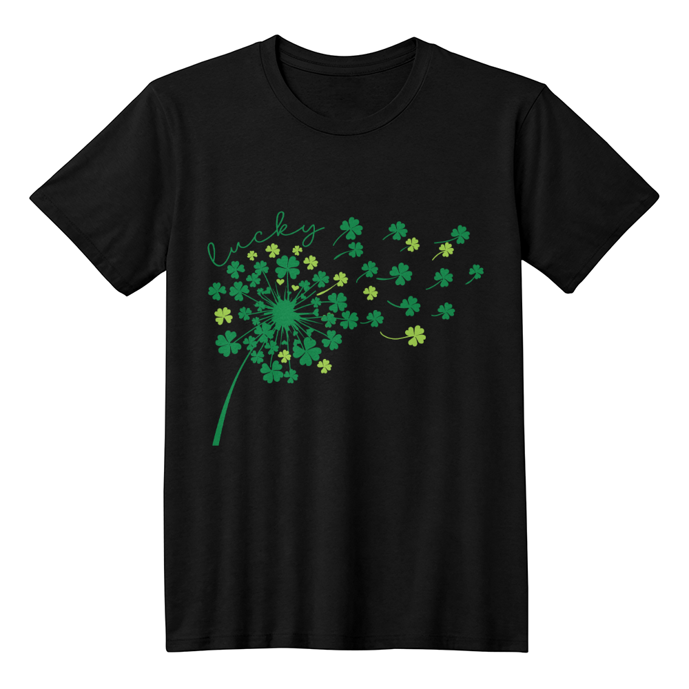 Lucky Shamrock T-Shirt St. Patrick's Day Unisex Tee Irish Dandelion Clover Print Bella+Canvas 3001 Gift