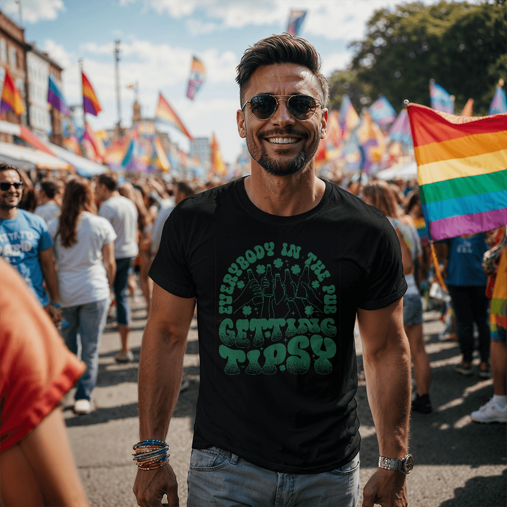 Everybody in the Pub Getting Tipsy T-Shirt Funny St. Patrick's Day Beer Tee Irish Drinking Party Shirt Unisex Bella+Canvas 3001