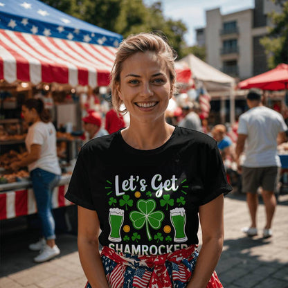 Let's Get Shamrocked T-Shirt Funny St. Patrick's Day Beer Tee Irish Drinking Party Shirt Unisex Bella+Canvas 3001