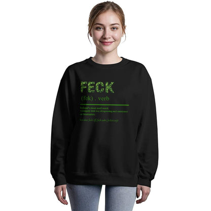 Feck Definition Irish Sweatshirt St. Patrick's Day Unisex Crewneck Pullover Funny Shamrock Print Gift