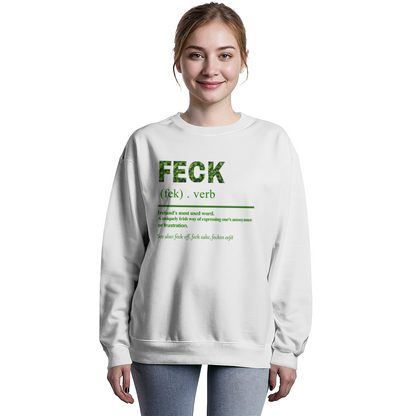 Feck Definition Irish Sweatshirt St. Patrick's Day Unisex Crewneck Pullover Funny Shamrock Print Gift