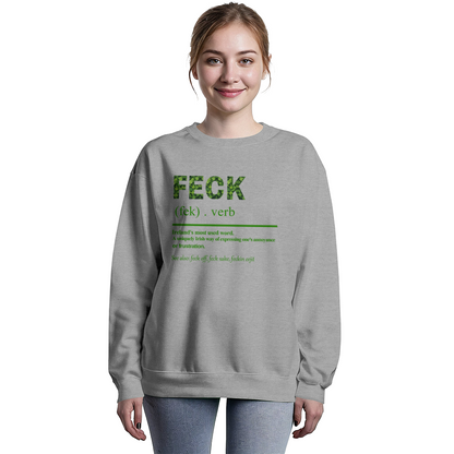 Feck Definition Irish Sweatshirt St. Patrick's Day Unisex Crewneck Pullover Funny Shamrock Print Gift