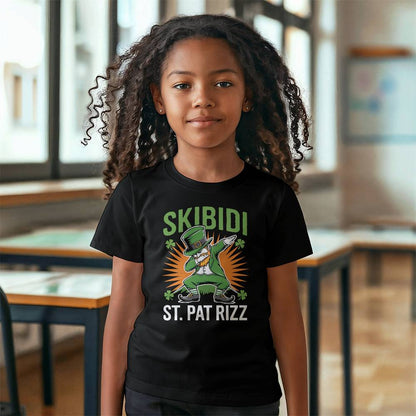 Skibidi St. Pat Rizz Youth T-Shirt Funny St. Patrick's Day Tee Dabbing Leprechaun Kids Irish Shirt Gift