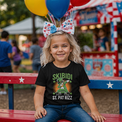 Skibidi St. Pat Rizz Youth T-Shirt Funny St. Patrick's Day Tee Dabbing Leprechaun Kids Irish Shirt Gift
