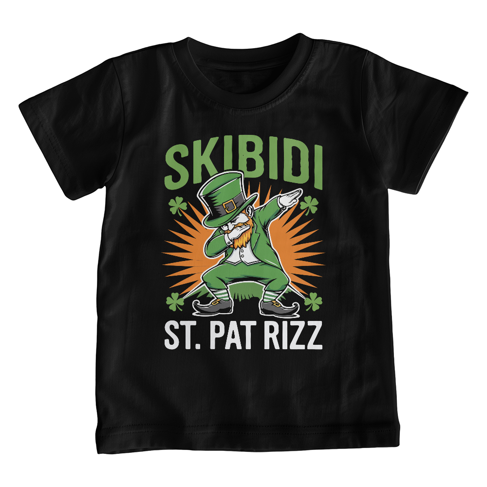 Skibidi St. Pat Rizz Youth T-Shirt Funny St. Patrick's Day Tee Dabbing Leprechaun Kids Irish Shirt Gift
