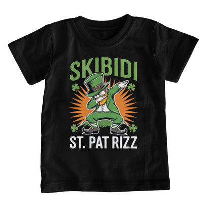 Skibidi St. Pat Rizz Youth T-Shirt Funny St. Patrick's Day Tee Dabbing Leprechaun Kids Irish Shirt Gift