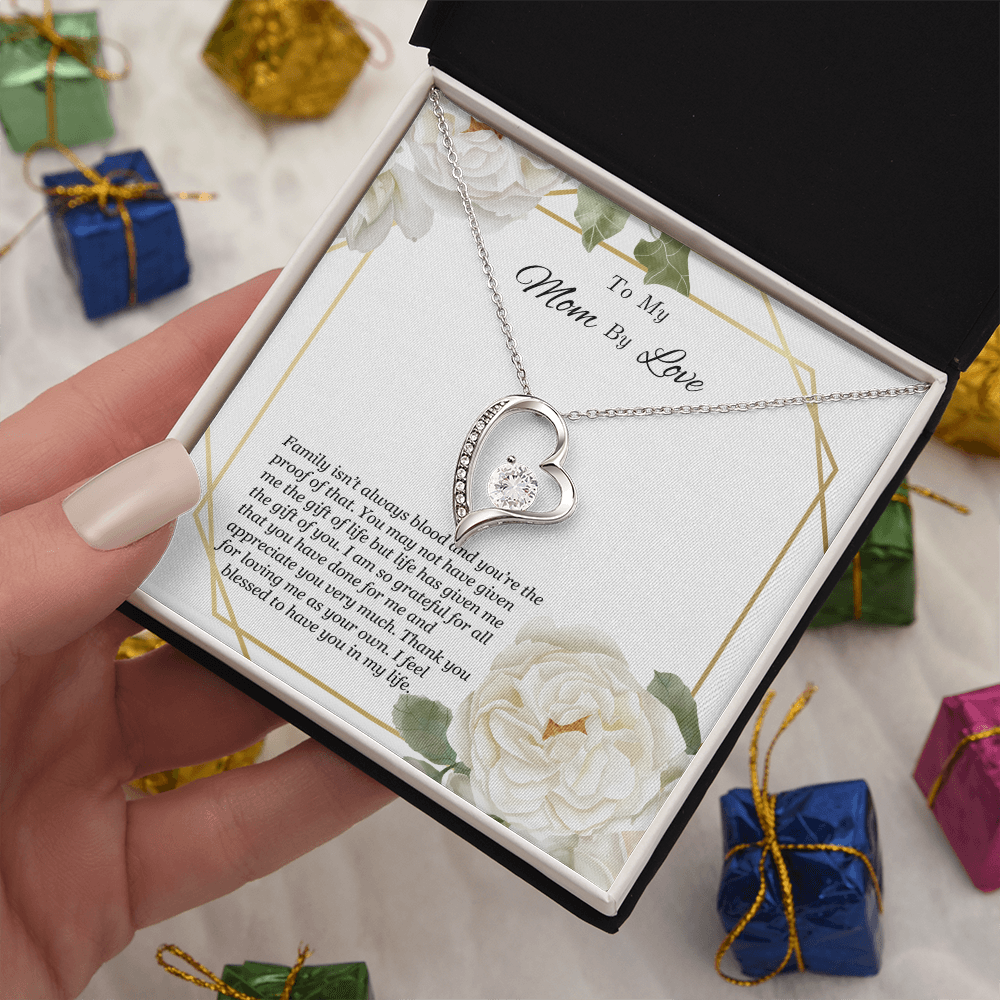 To My Mom By Love Necklace - Meaningful Gift for Bonus Mom, Stepmom, or Mother Figure, Appreciation Jewelry