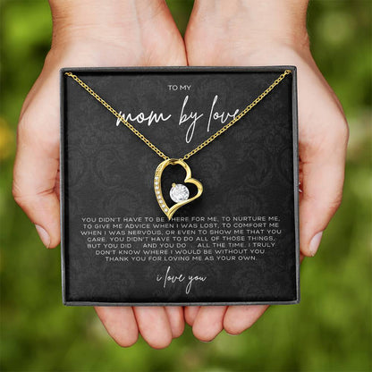 Forever Love Heart Necklace – Meaningful Gift for Mom by Love, Sentimental Jewelry from Stepson or Stepdaughter, Thank You for Loving Me as Your Own