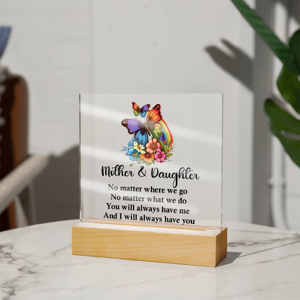 Best Mother And Daughter Gift, Square Acrylic Plaque best Birthday Gift