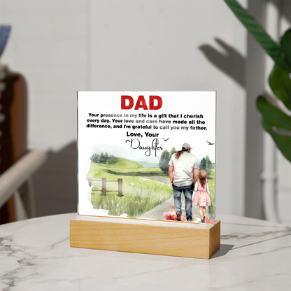 Best Gift For Fathers Day, Square Acrylic Plaque Gift For Fathers Day,  Memorable Gift