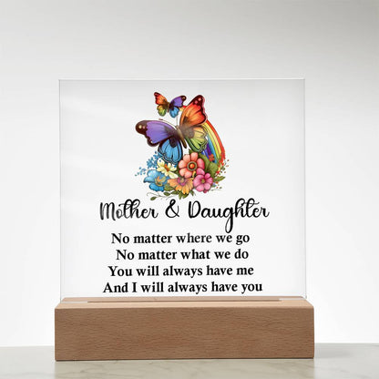 Best Mother And Daughter Gift, Square Acrylic Plaque best Birthday Gift