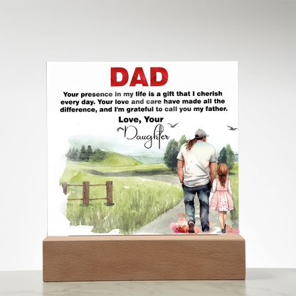 Best Gift For Fathers Day, Square Acrylic Plaque Gift For Fathers Day,  Memorable Gift