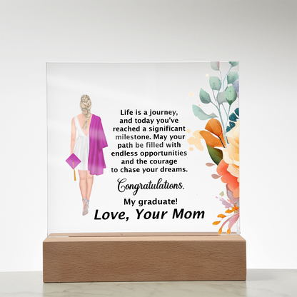 Graduation Day Gift - Beautiful Printed Square Acrylic Plaque to Inspire the Future