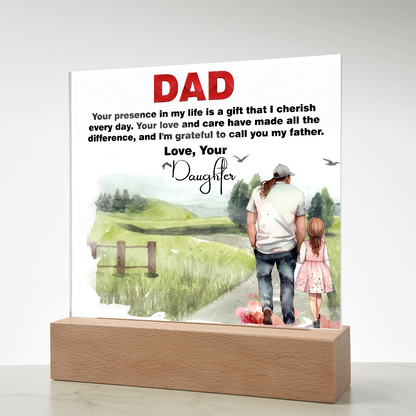 Best Gift For Fathers Day, Square Acrylic Plaque Gift For Fathers Day,  Memorable Gift