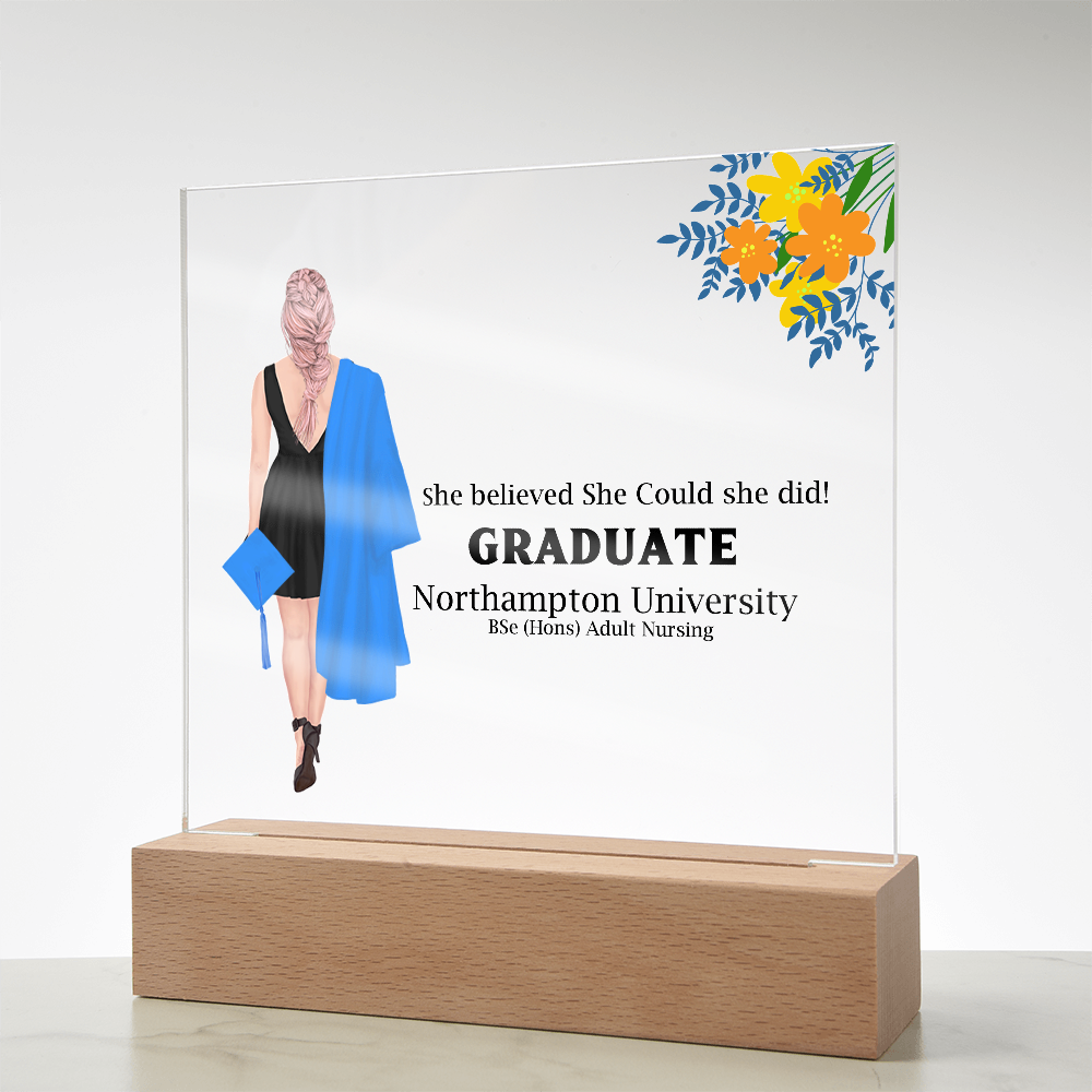 Amazing Graduation Gift - Personalized Printed Square Acrylic Plaque to Celebrate Success