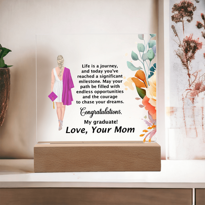 Graduation Day Gift - Beautiful Printed Square Acrylic Plaque to Inspire the Future