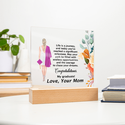 Graduation Day Gift - Beautiful Printed Square Acrylic Plaque to Inspire the Future