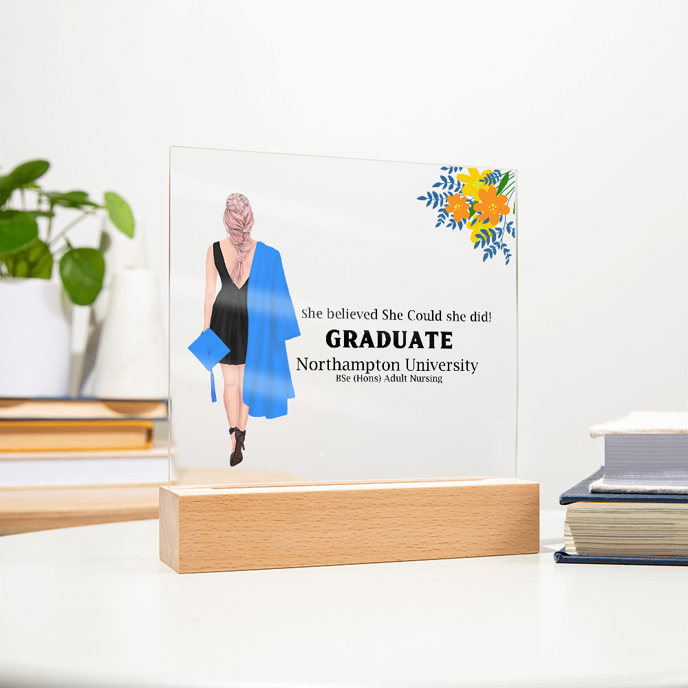 Amazing Graduation Gift - Personalized Printed Square Acrylic Plaque to Celebrate Success