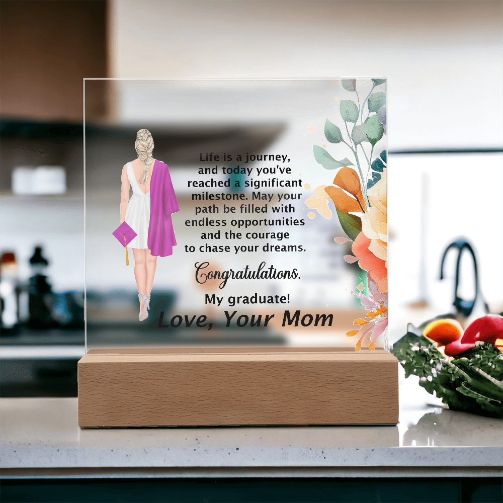 Graduation Day Gift - Beautiful Printed Square Acrylic Plaque to Inspire the Future