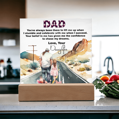 Wonderful Gift For Dad, Best memorable Gift For Fathers Day, Square Acrylic Plaque Gift For Dad