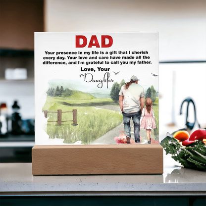 Best Gift For Fathers Day, Square Acrylic Plaque Gift For Fathers Day,  Memorable Gift