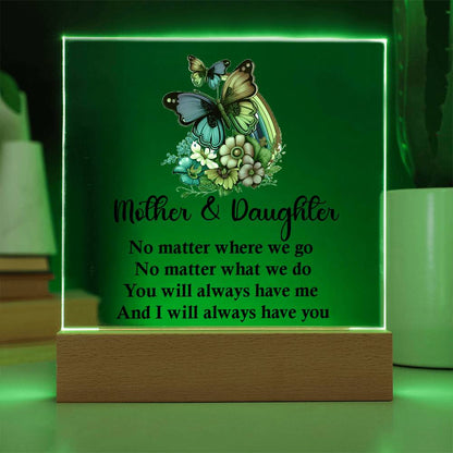 Best Mother And Daughter Gift, Square Acrylic Plaque best Birthday Gift