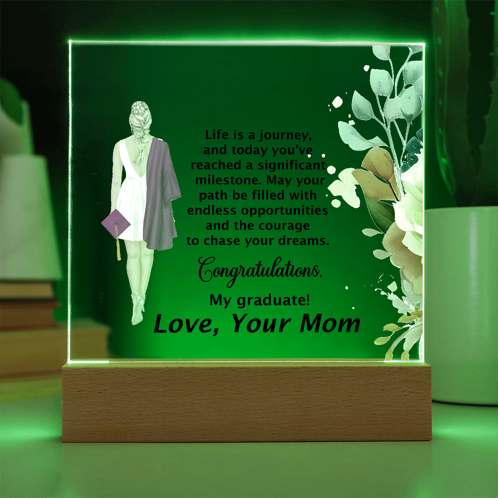 Graduation Day Gift - Beautiful Printed Square Acrylic Plaque to Inspire the Future