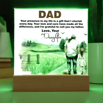 Best Gift For Fathers Day, Square Acrylic Plaque Gift For Fathers Day,  Memorable Gift