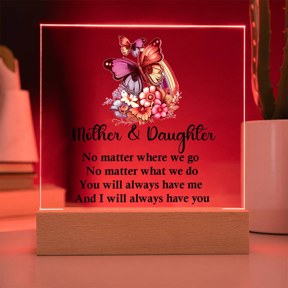 Best Mother And Daughter Gift, Square Acrylic Plaque best Birthday Gift
