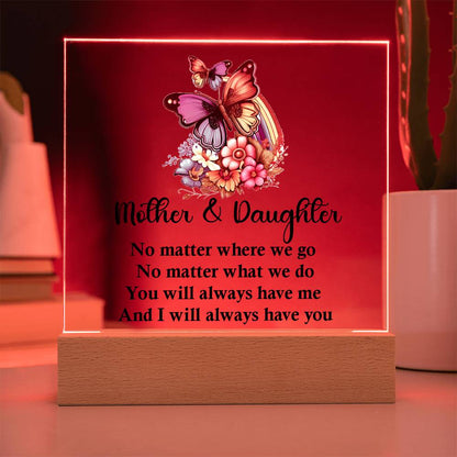 Best Mother And Daughter Gift, Square Acrylic Plaque best Birthday Gift
