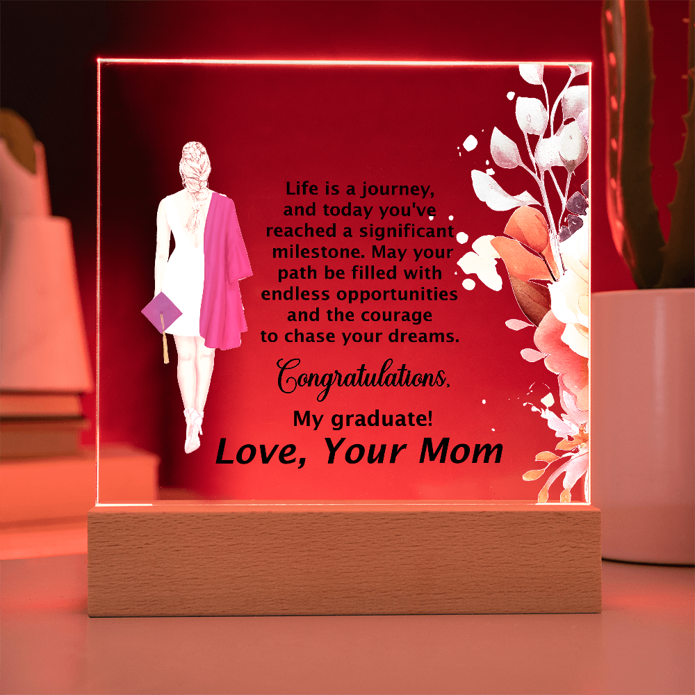 Graduation Day Gift - Beautiful Printed Square Acrylic Plaque to Inspire the Future