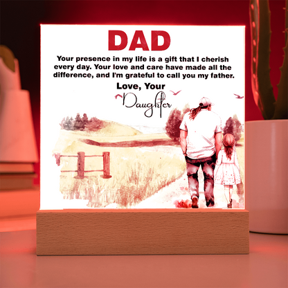 Best Gift For Fathers Day, Square Acrylic Plaque Gift For Fathers Day,  Memorable Gift