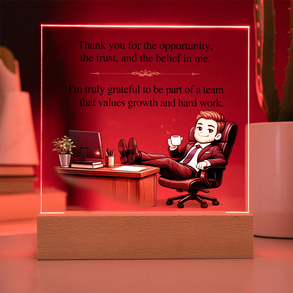 Boss Appreciation Acrylic LED Plaque – Thank You for the Opportunity Gift