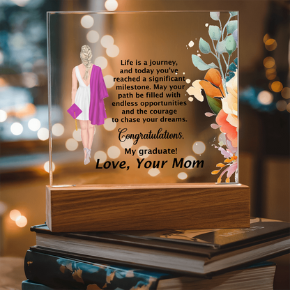 Graduation Day Gift - Beautiful Printed Square Acrylic Plaque to Inspire the Future