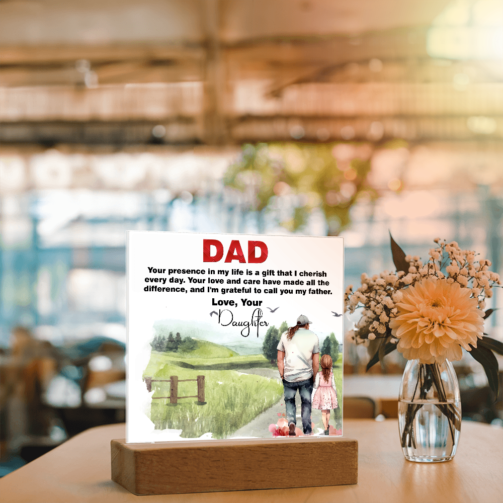 Best Gift For Fathers Day, Square Acrylic Plaque Gift For Fathers Day,  Memorable Gift