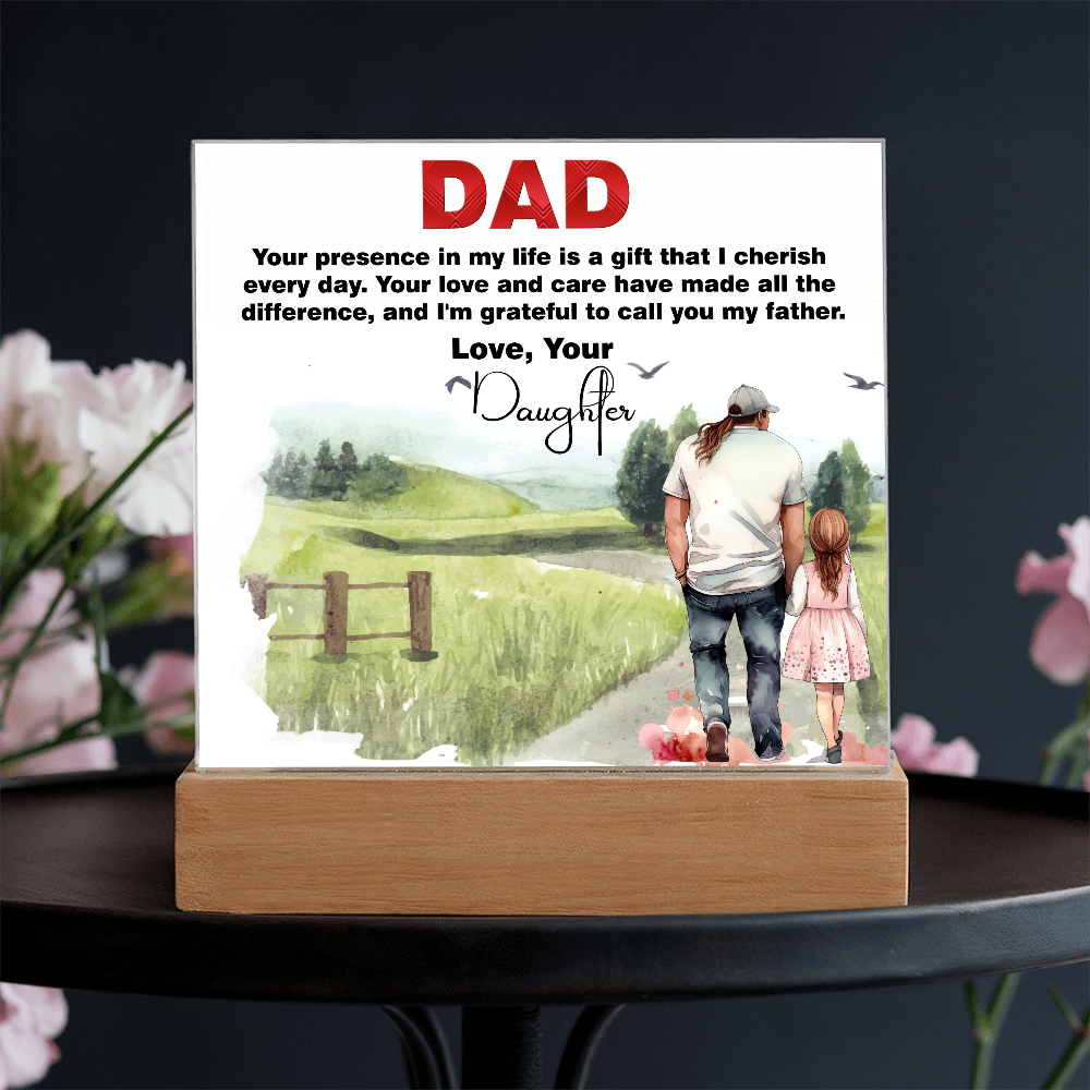 Best Gift For Fathers Day, Square Acrylic Plaque Gift For Fathers Day,  Memorable Gift