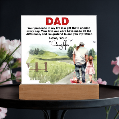 Best Gift For Fathers Day, Square Acrylic Plaque Gift For Fathers Day,  Memorable Gift