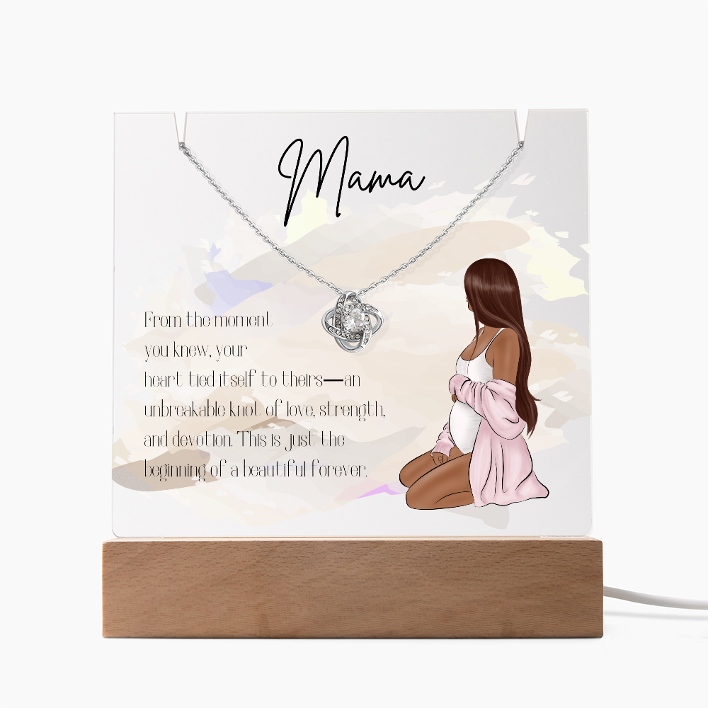 Mother to Be LED Acrylic Plaque with Love Knot Necklace