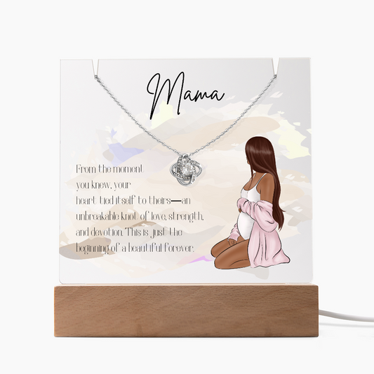 Mother to Be LED Acrylic Plaque with Love Knot Necklace