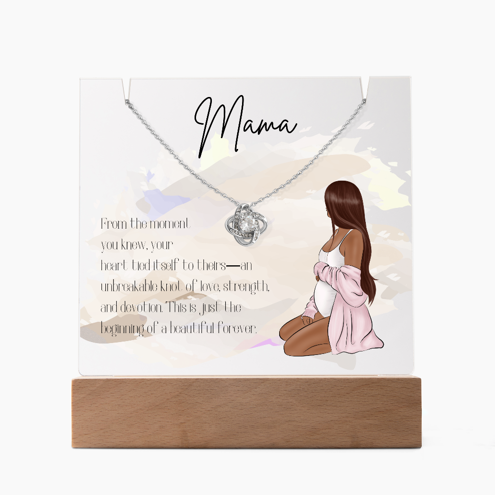 Mother to Be LED Acrylic Plaque with Love Knot Necklace